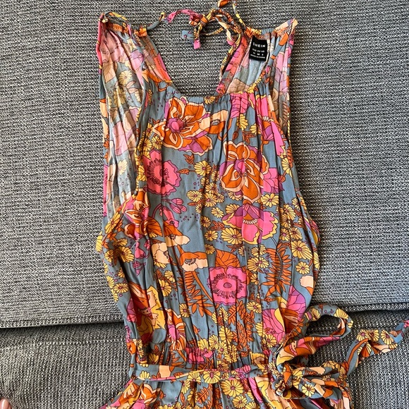 SHEIN Floral Women’s Sundress Dress Colorful With Tie Around Waist M Retro - Picture 2 of 3